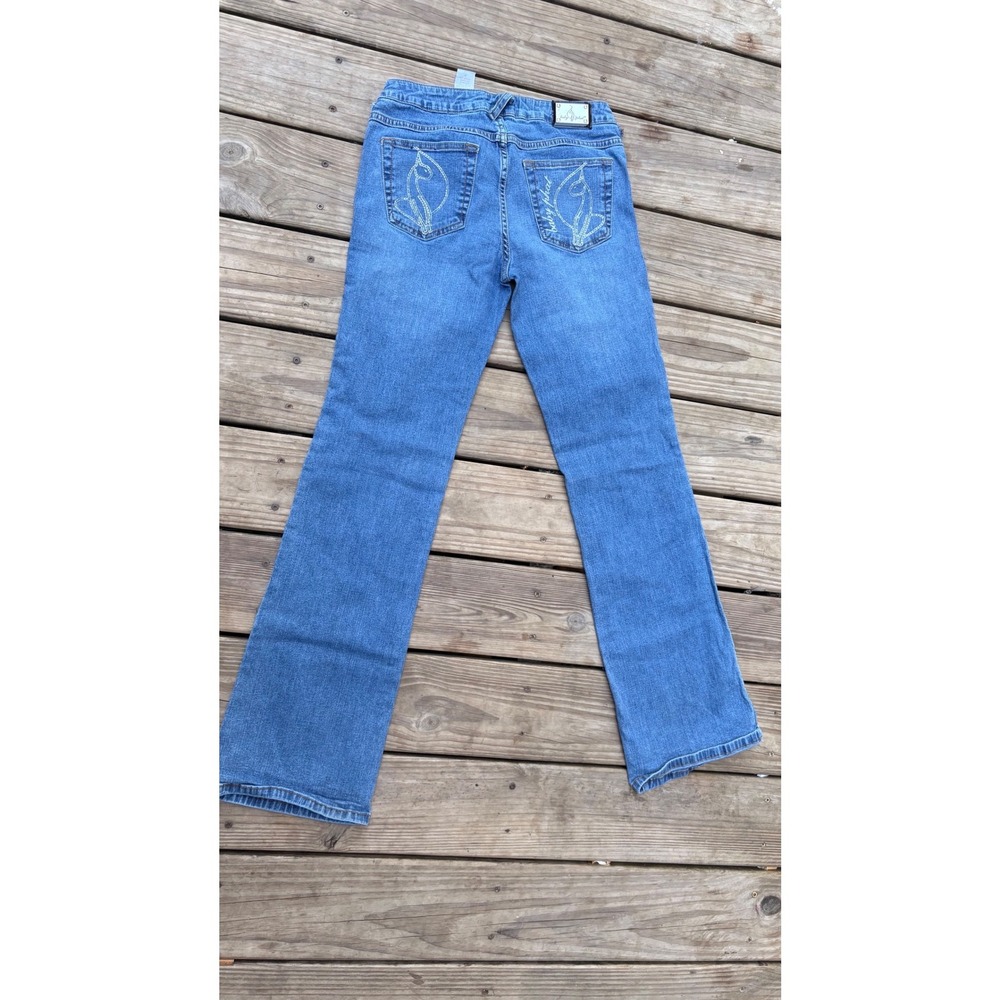 Baby Phat Vintage Y2K Flare Jeans Blue Medium Wash Embroidered Cat Logo Size 9